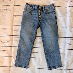 Girls Abercrombie Kids high-rise straight jeans.